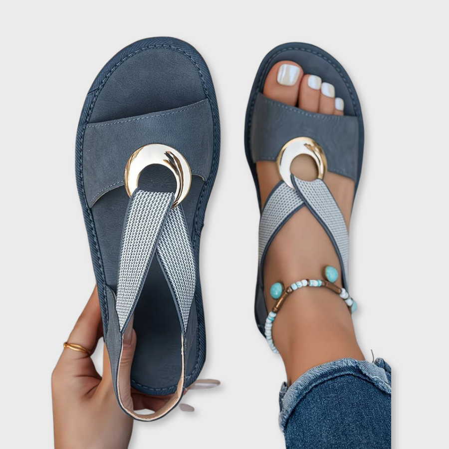 Stella | Flat Sandals With Metal Buckle