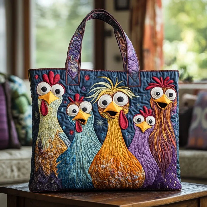 Artisan Bag - Five Colorful Chickens