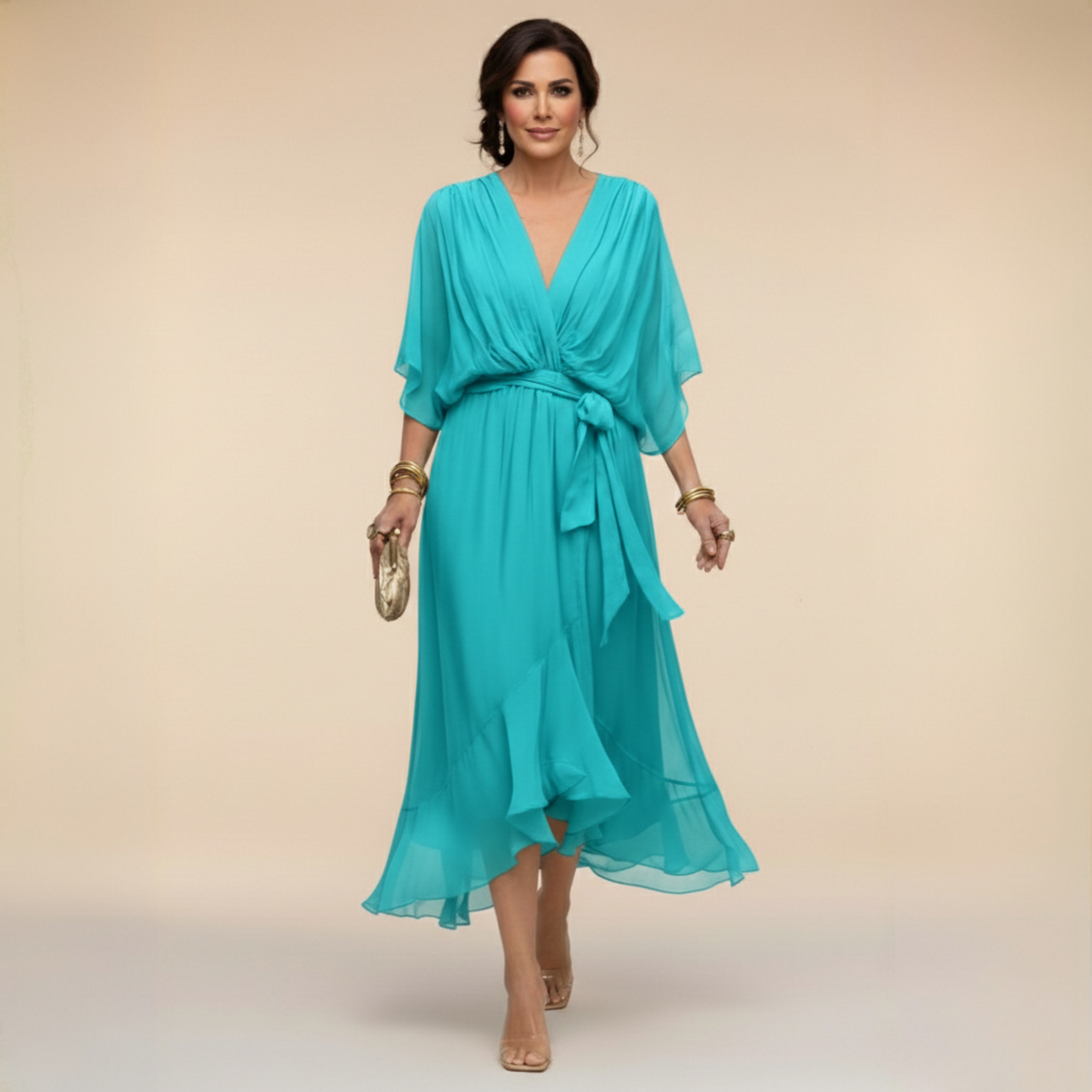Opal | V-Neck Elegant Midi Dress