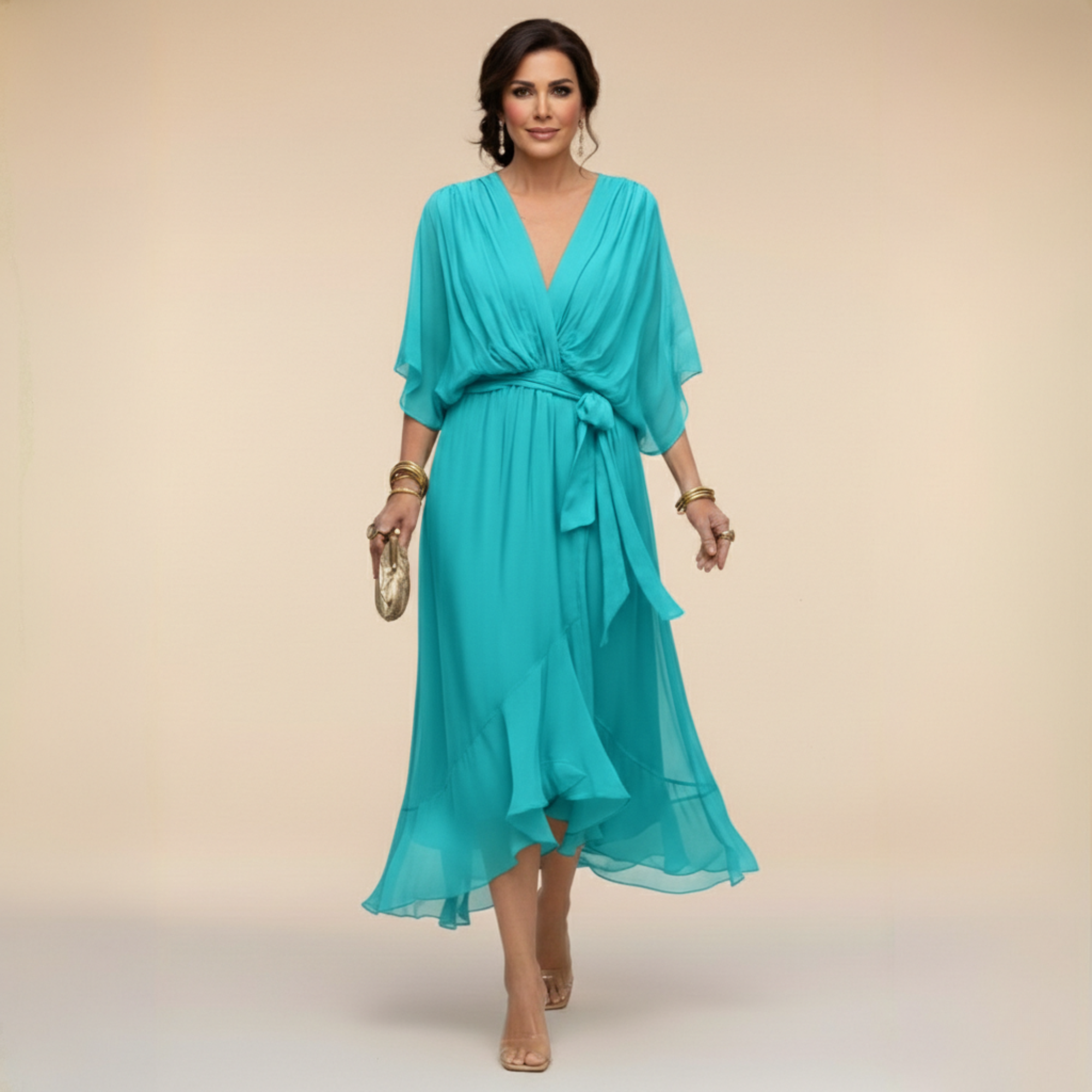 Opal | V-Neck Elegant Midi Dress