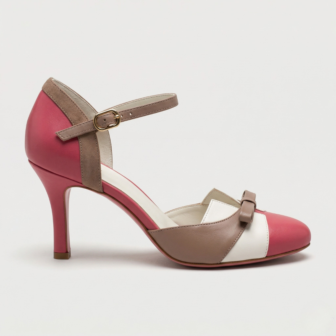 Quinnae | Women's Ribbon Detail Kitten Heel Pumps