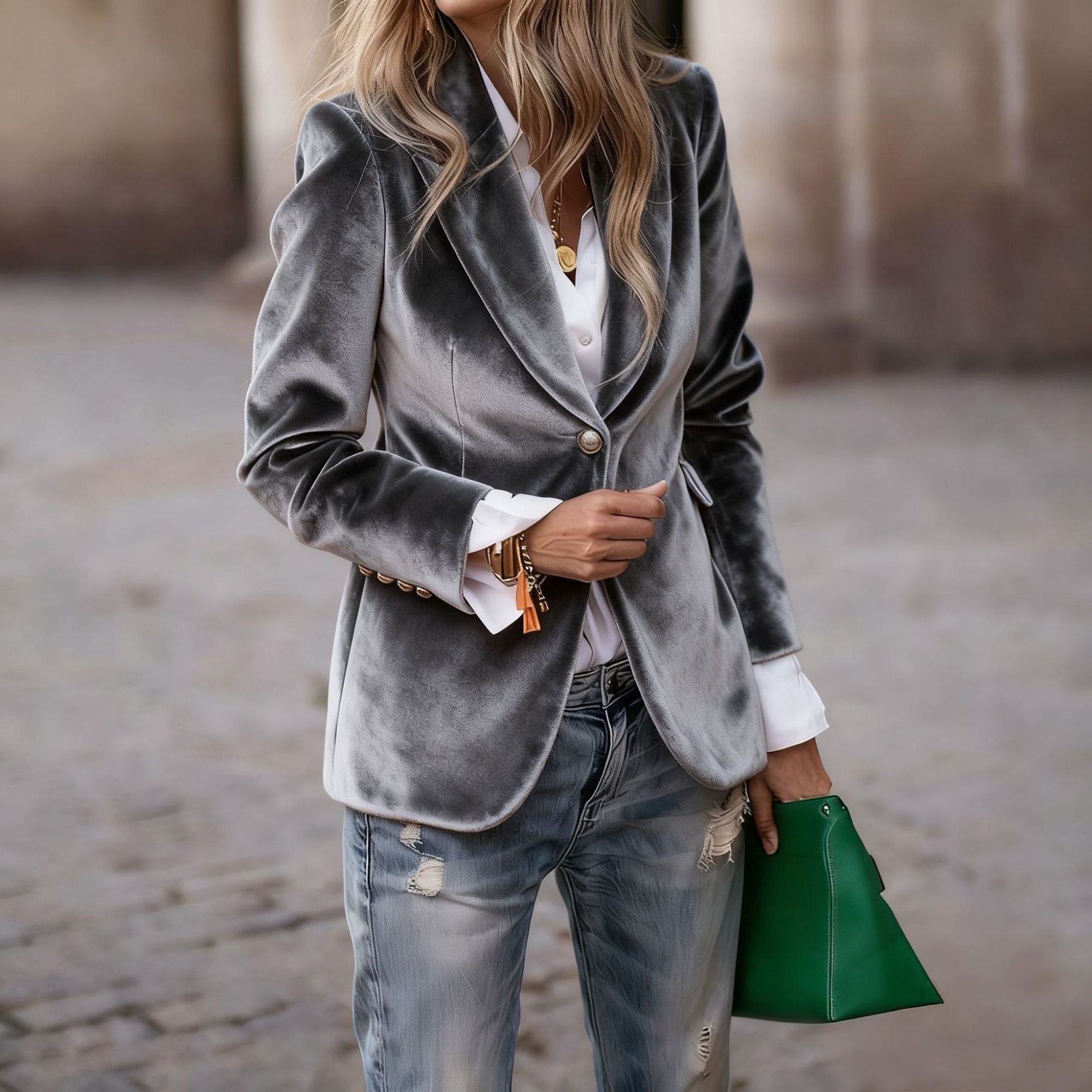 Anna | Women's Fitted Velvet Blazer