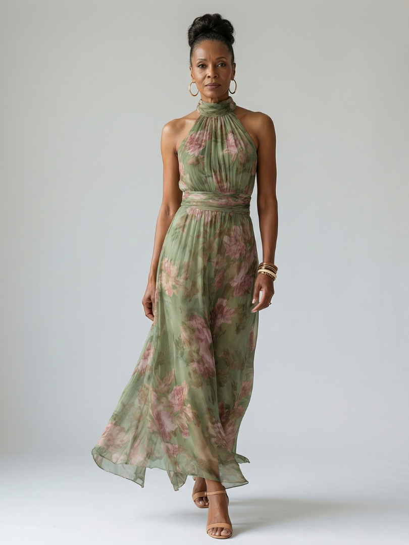 Céliane | Gathered Halter Midi Dress