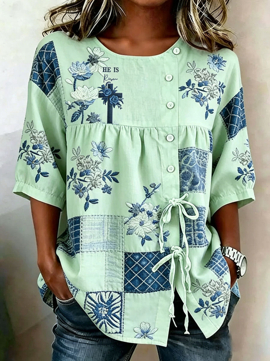 Women'S Retro Floral Print Top