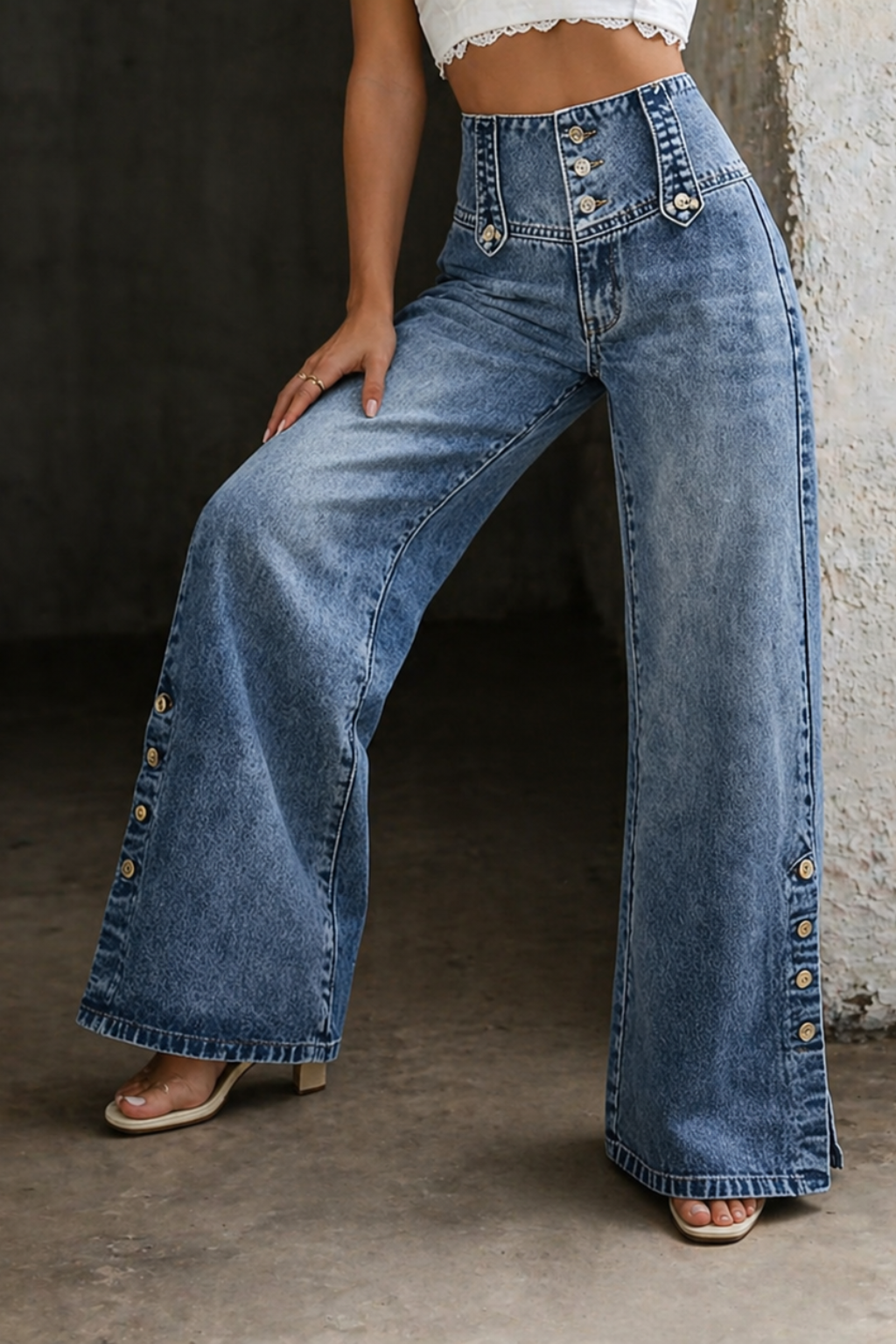 Mia™ | High Waist Slit Jeans