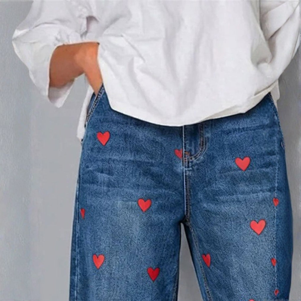 Romina™ | Heart Print Ankle Jeans