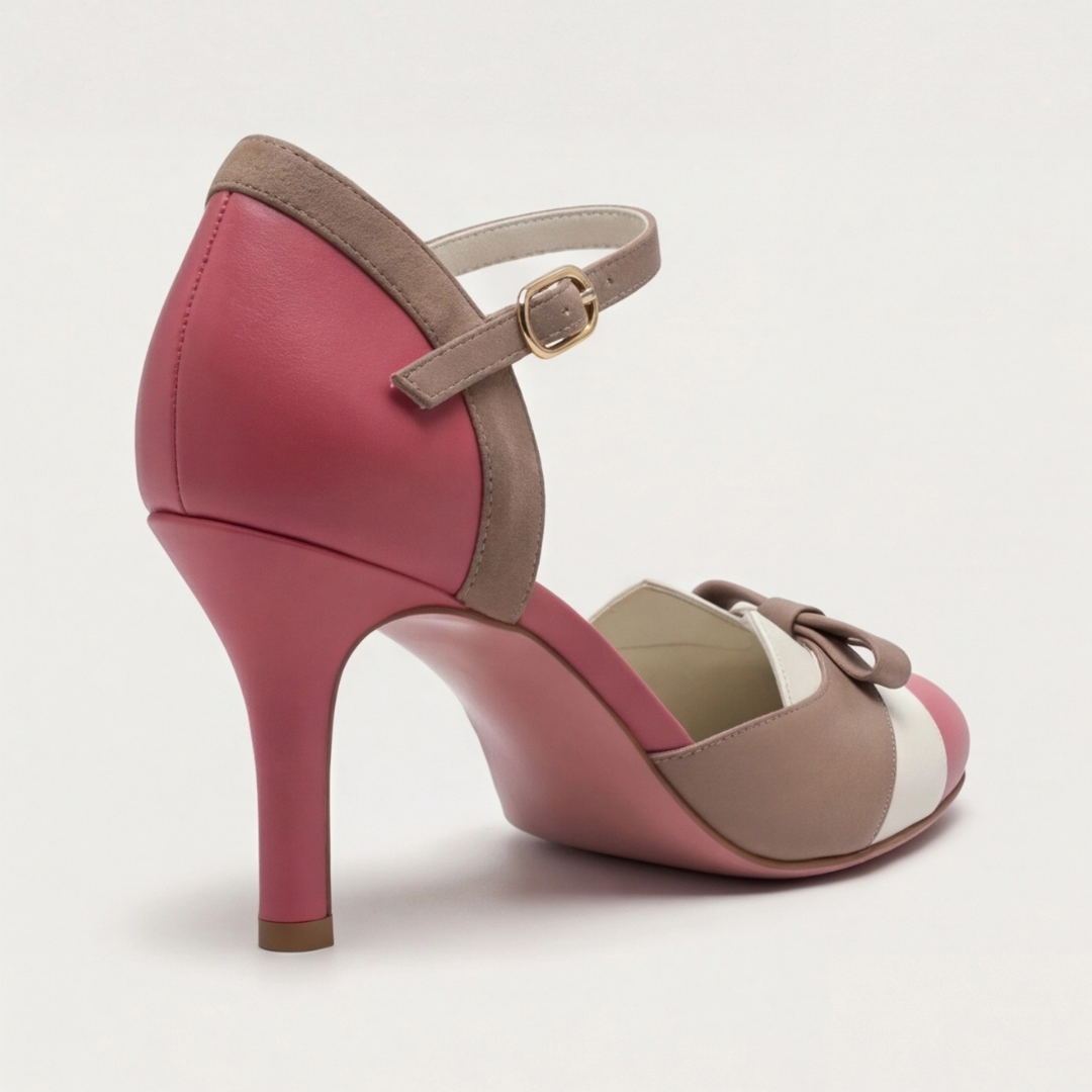 Quinnae | Women's Ribbon Detail Kitten Heel Pumps