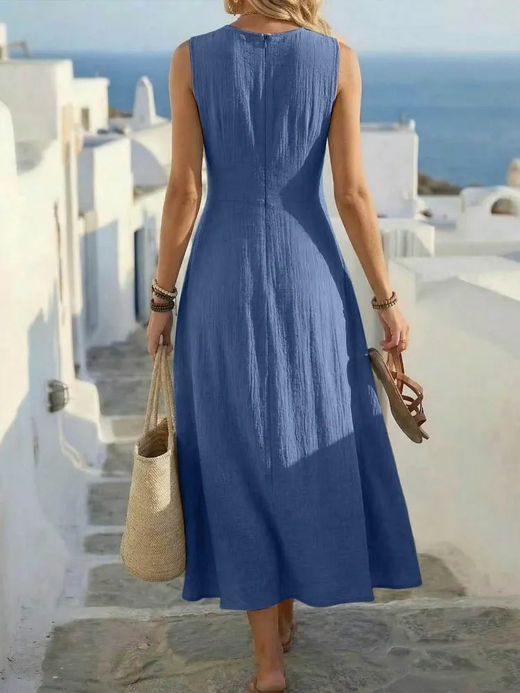 Sage | Sleeveless Boho A-Line Dress