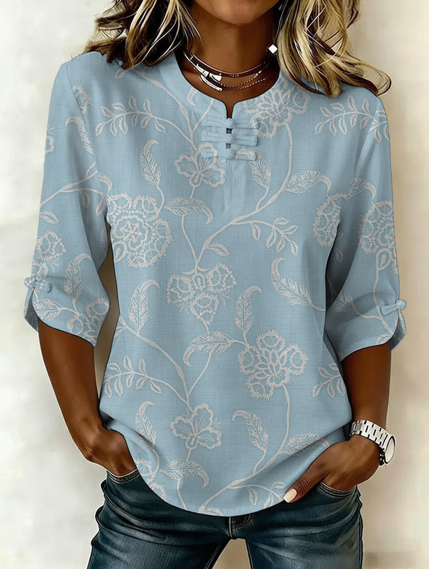 Women's retro cotton Fried Dough Twists art printing design casual T-shirt