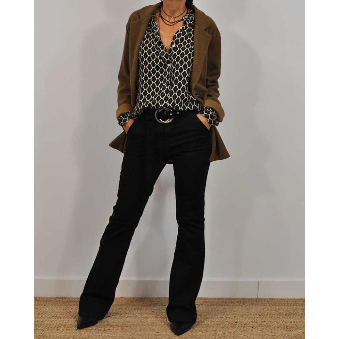 Vivienne | Geometric Print V-Neck Blouse
