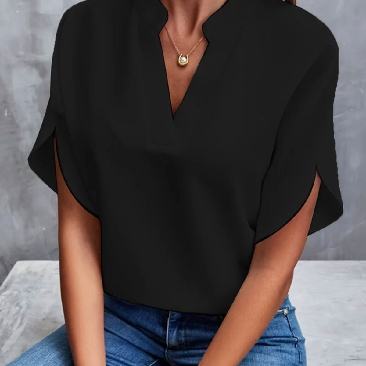Bella | Short Sleeve Batwing Blouse