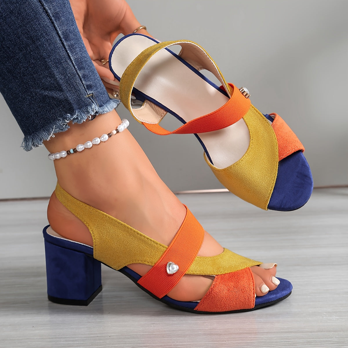 Linda | Women's Open Toe Block Heel Pumps