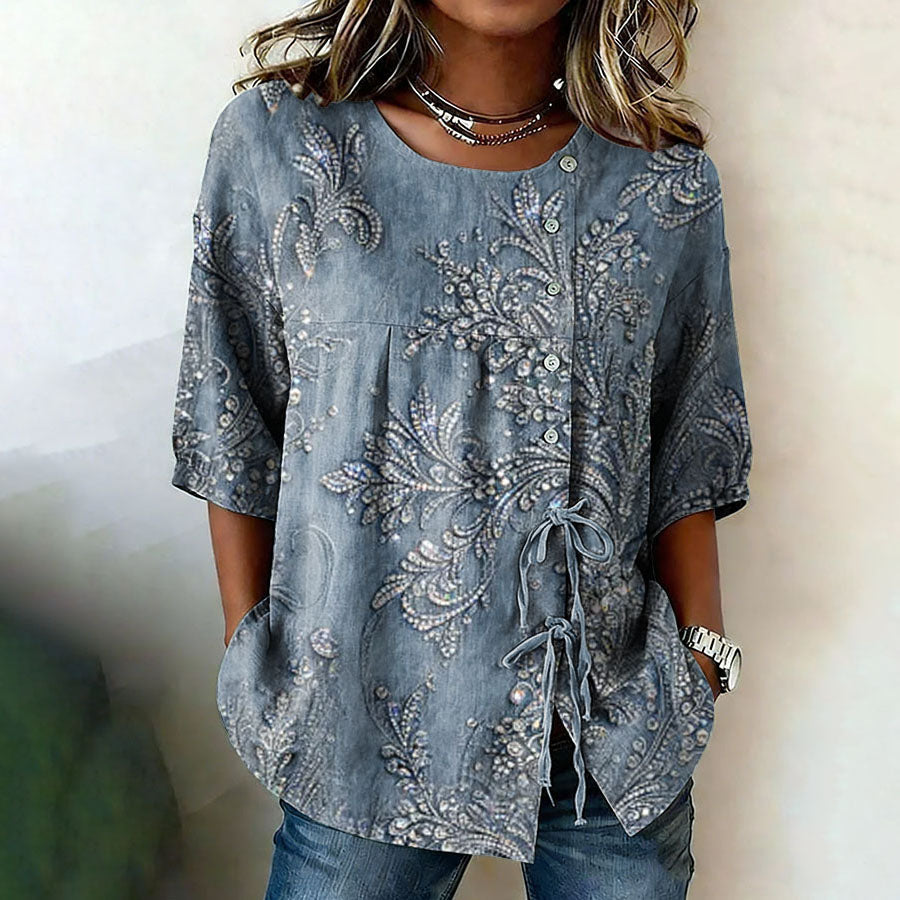 Women'S Floral Art Printed Casual Shirt