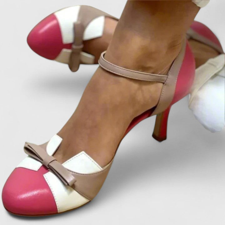 Quinnae | Women's Ribbon Detail Kitten Heel Pumps