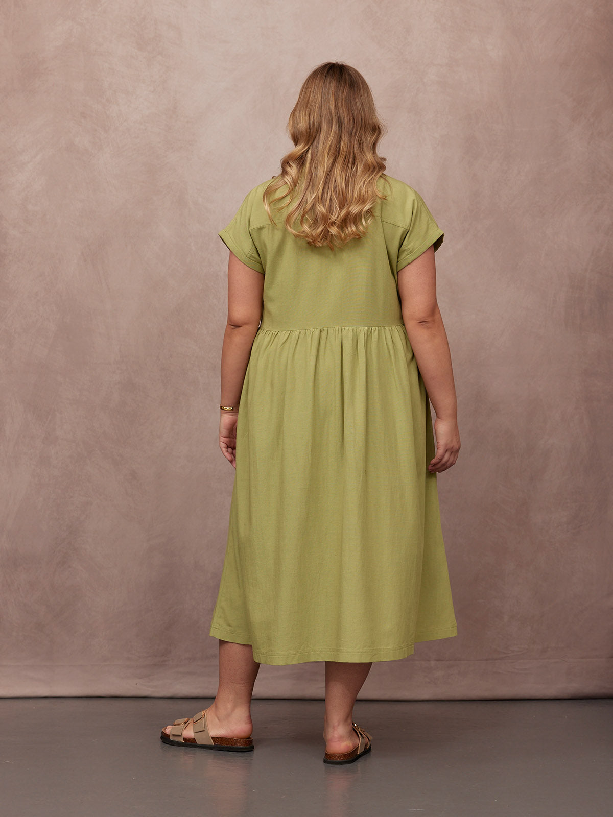 Rhiona Linen Shirt Dress - Olive