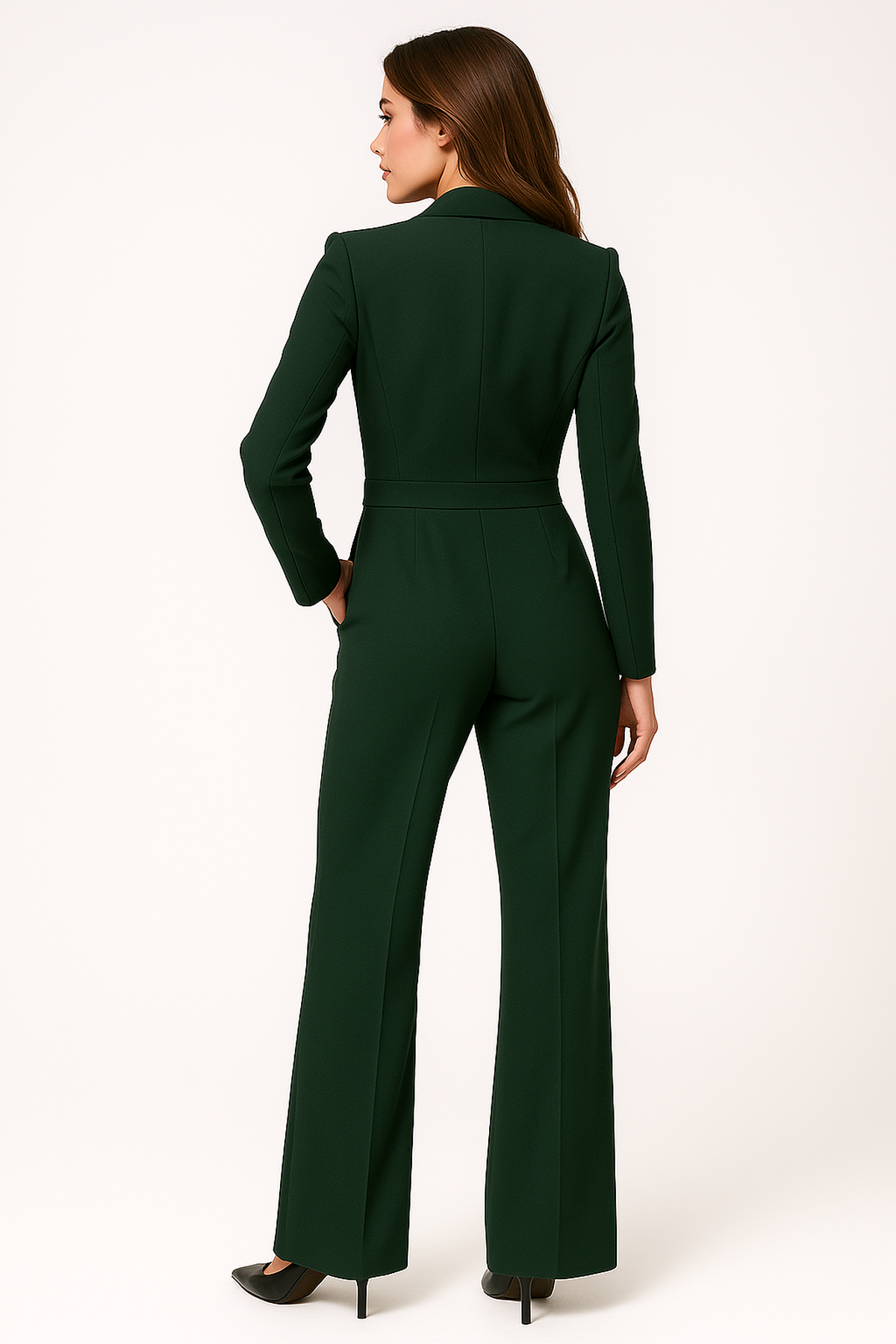 V-Neck Wide Leg Relaxed Tailored Jumpsuit