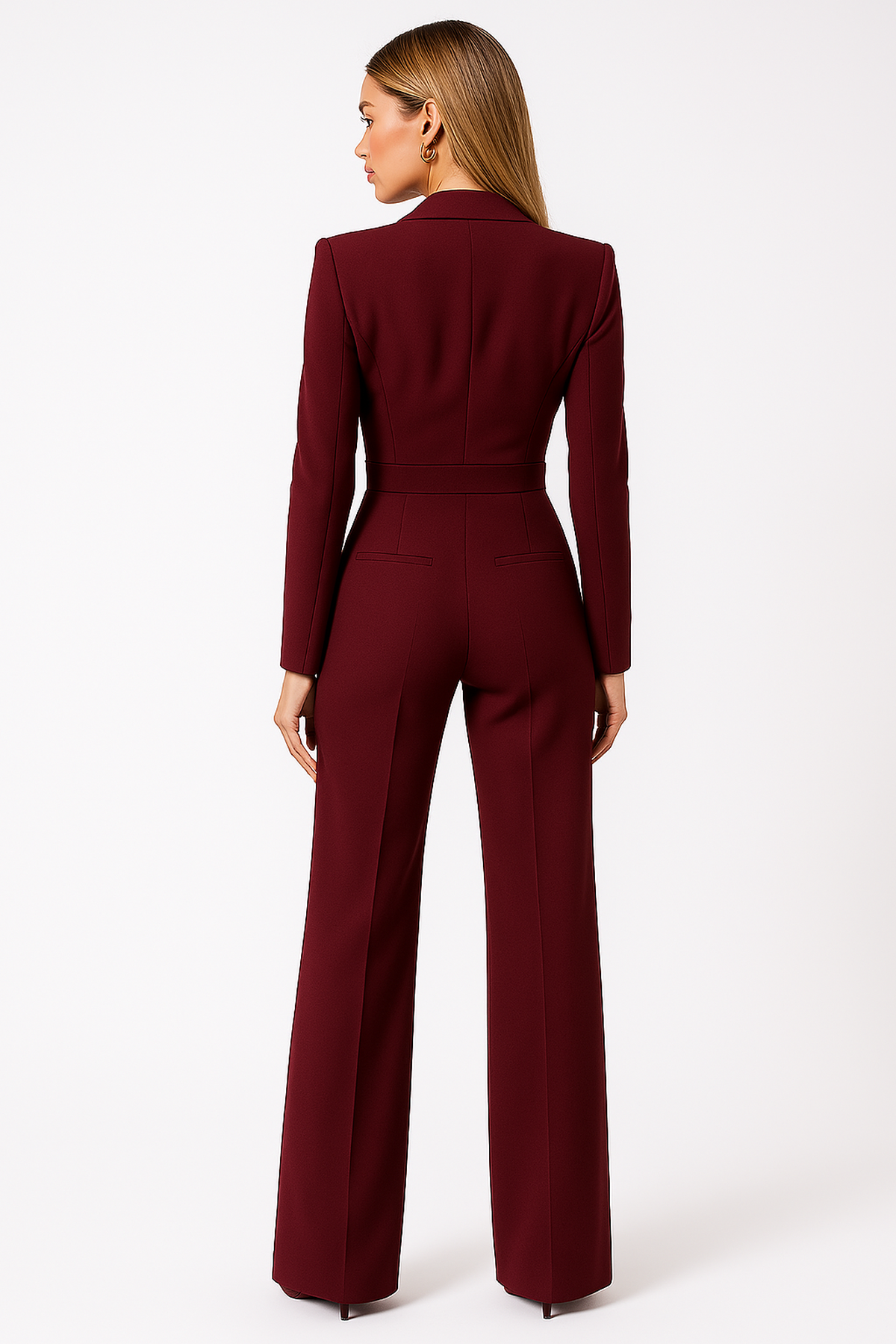 V-Neck Wide Leg Relaxed Tailored Jumpsuit