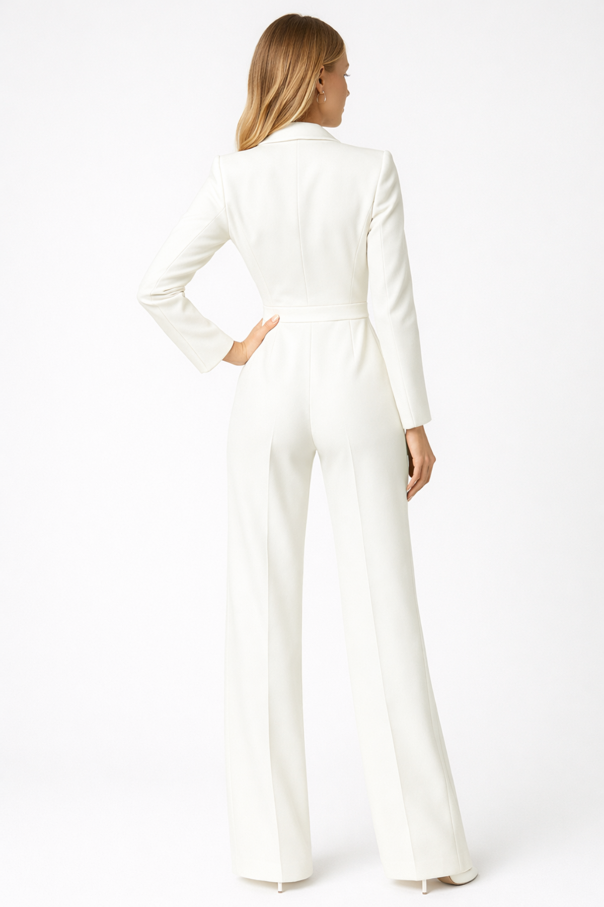 V-Neck Wide Leg Relaxed Tailored Jumpsuit