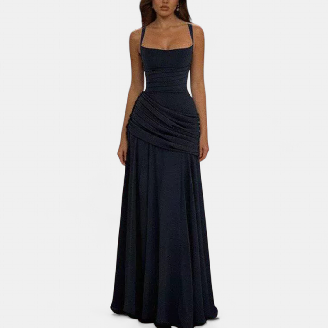 VENDOME™ – Ruched Tie-Back Sleeveless Maxi Dress