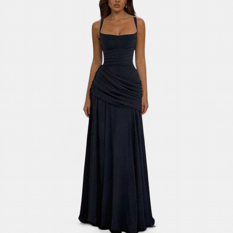 VENDOME™ – Ruched Tie-Back Sleeveless Maxi Dress