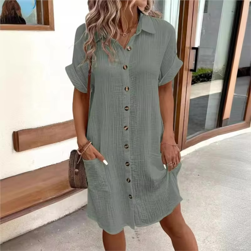 Savannah | Linen Blend Midi Shirt Dress