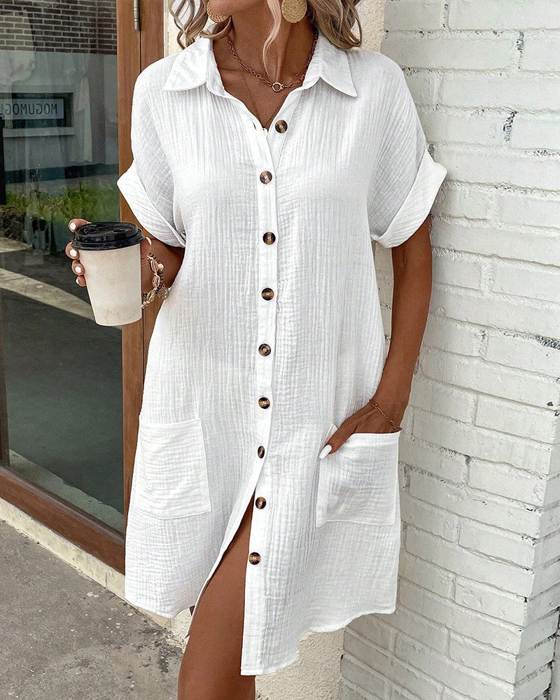 Savannah | Linen Blend Midi Shirt Dress