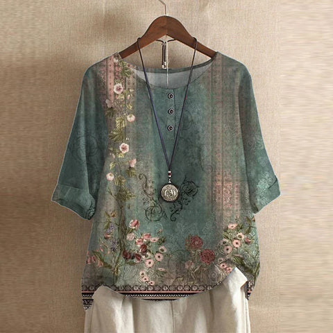 Flora | Vintage Floral Print Blouse