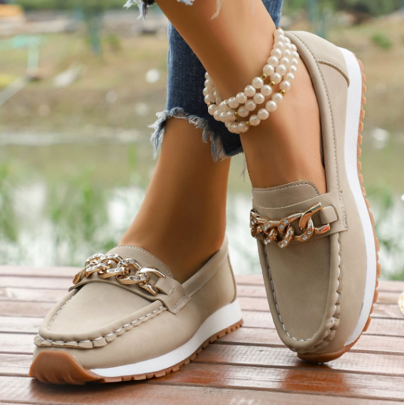 Elle - Orthopedic Diamond Buckle Loafers