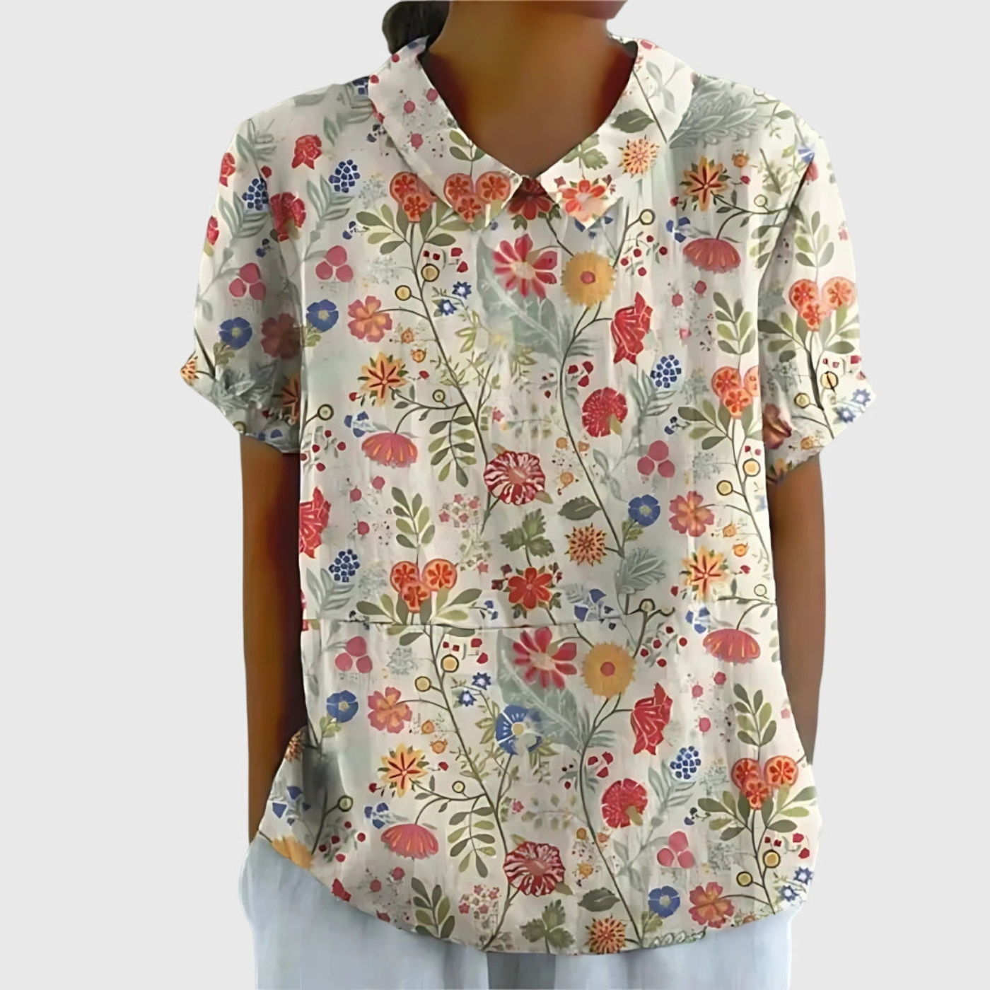 Floral Linen Short Sleeve Women
