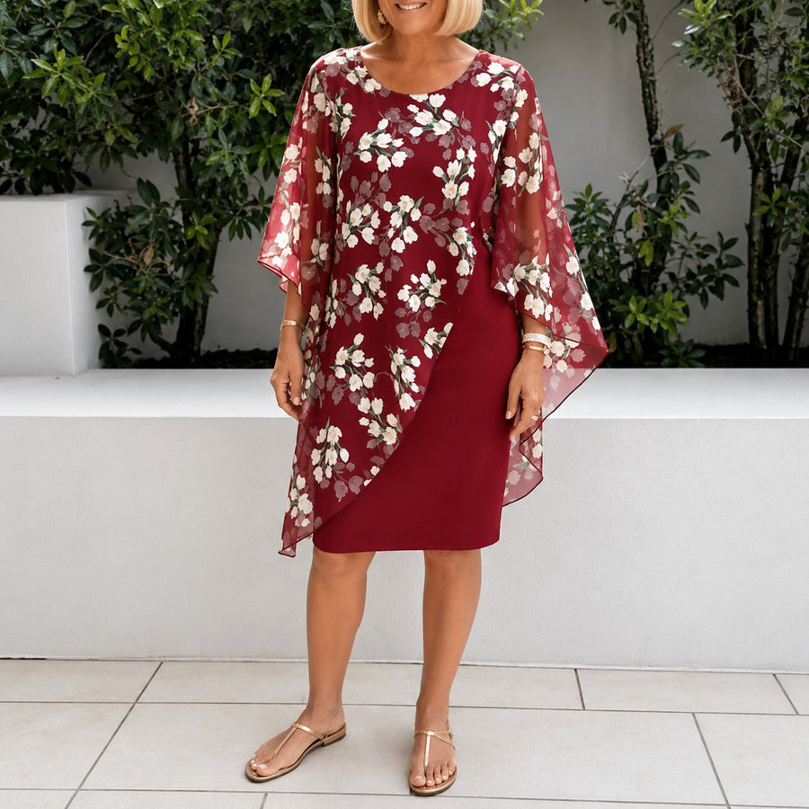 Felleria™ Dress with Floral Layer & Refined Silhouette