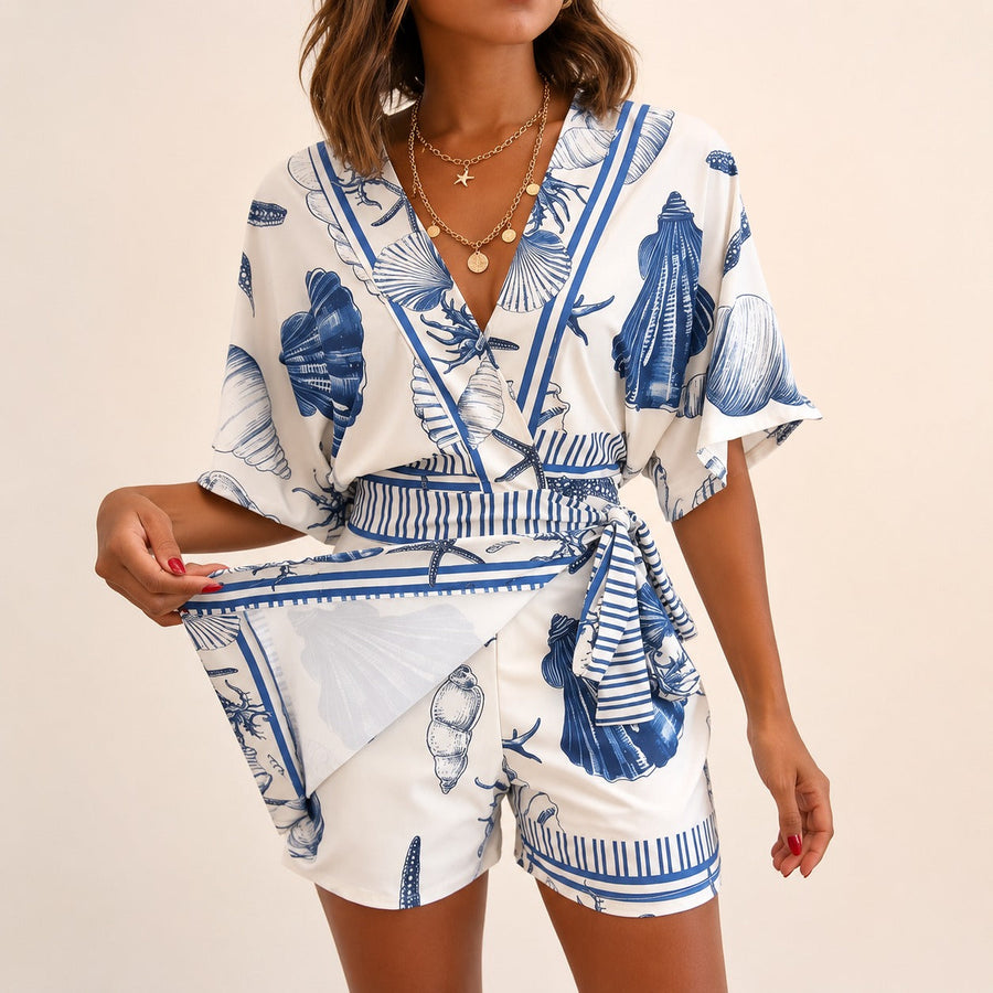Azzurine™ Romper With Skirt Overlay And Side Tie
