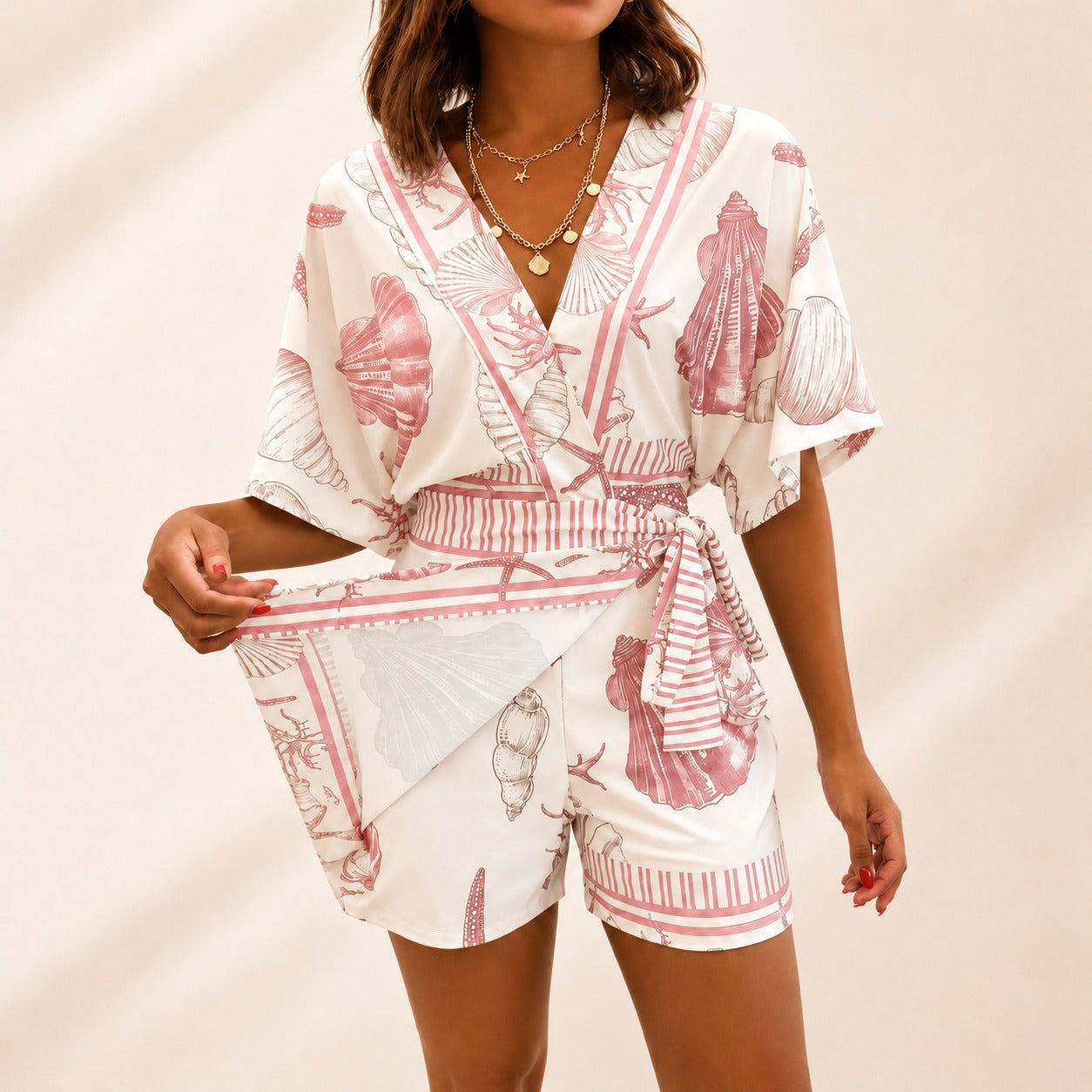 Azzurine™ Romper With Skirt Overlay And Side Tie