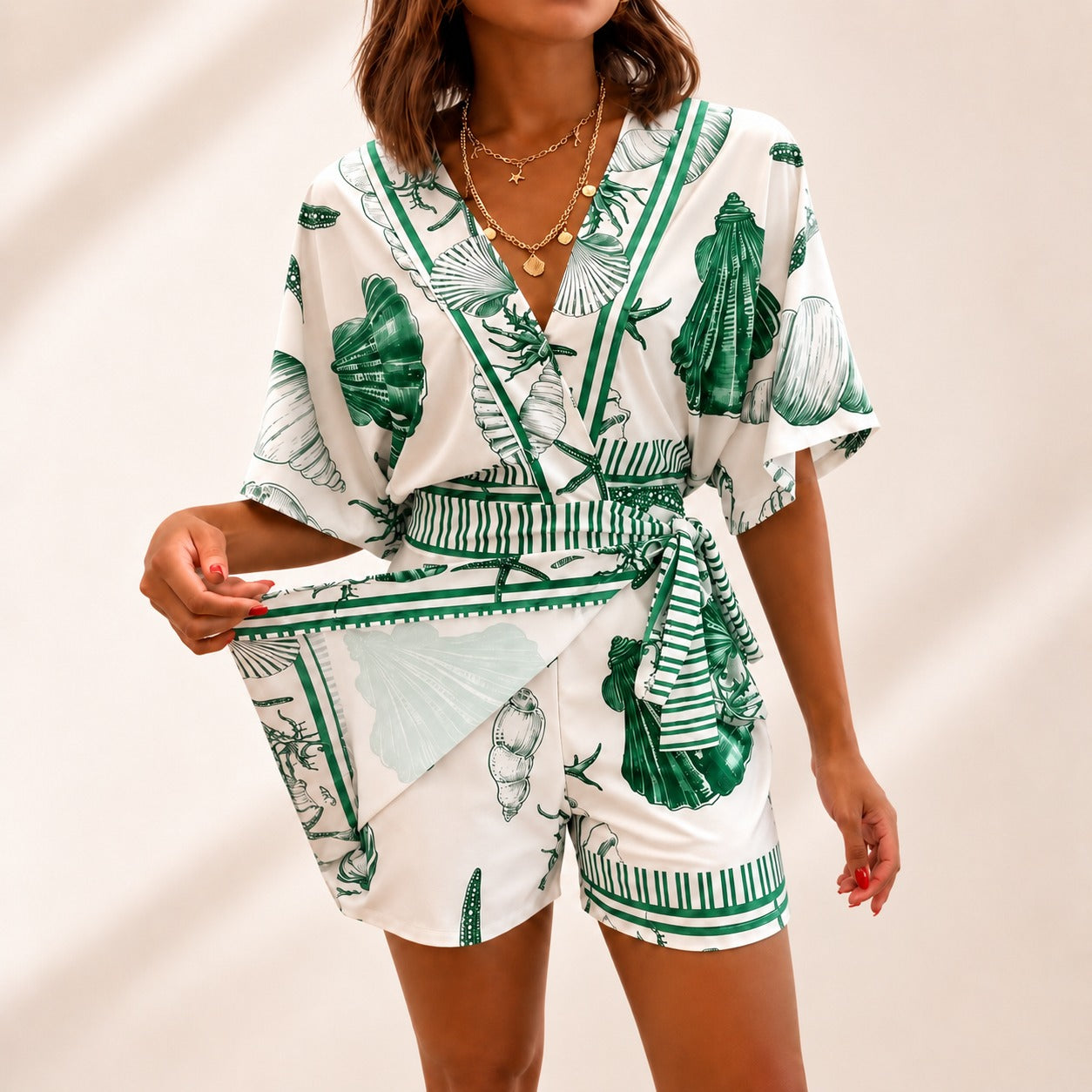 Azzurine™ Romper With Skirt Overlay And Side Tie