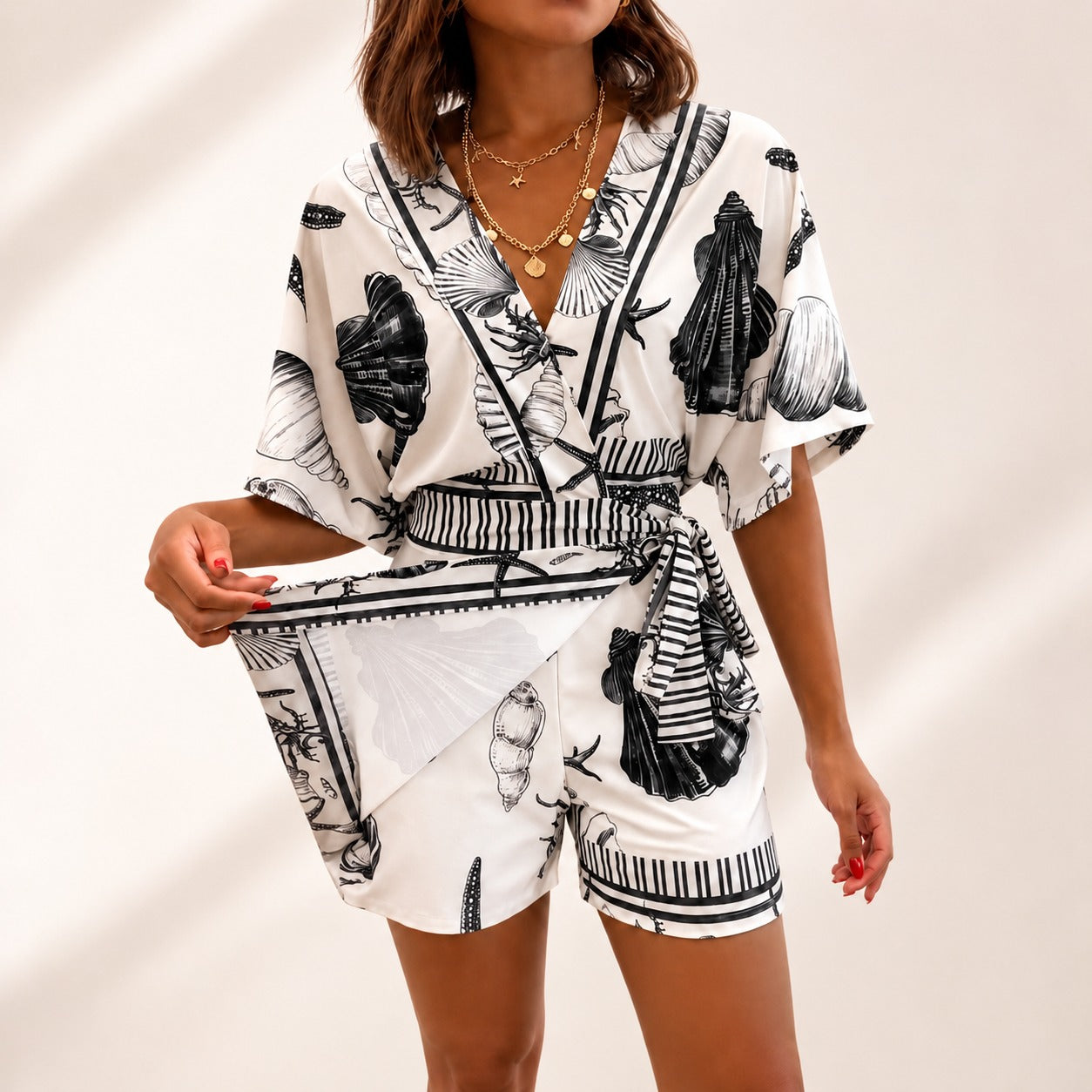 Azzurine™ Romper With Skirt Overlay And Side Tie