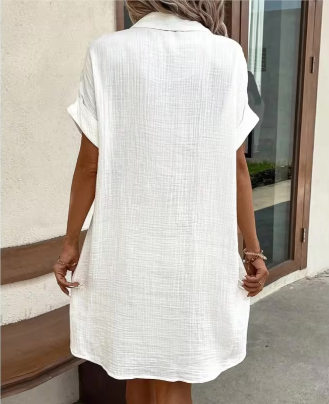 Savannah | Linen Blend Midi Shirt Dress