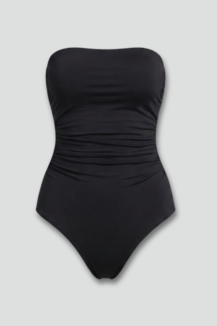Women’s Swimsuit with Strapless Neckline and Ruched Front