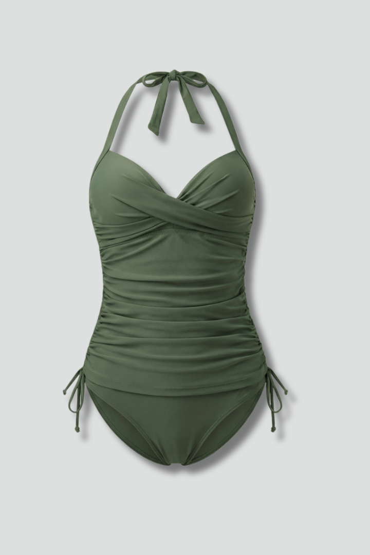 Women’s Swimsuit with V-Neck and Ruched Sides