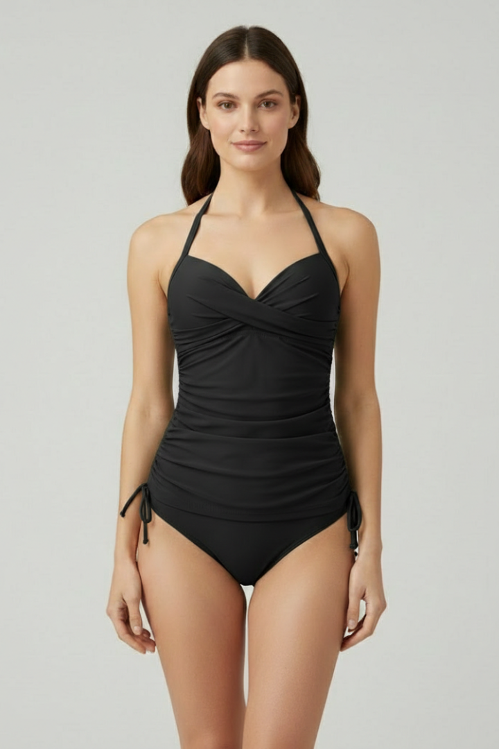 Women’s Swimsuit with V-Neck and Ruched Sides