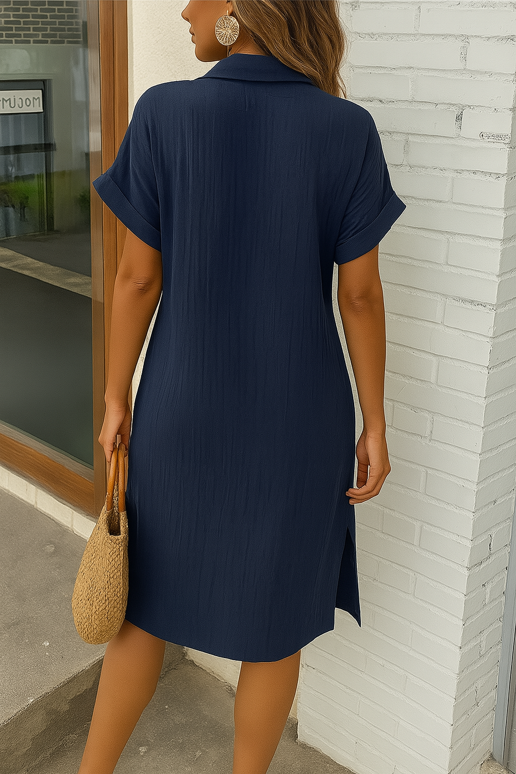 Savannah | Linen Blend Midi Shirt Dress