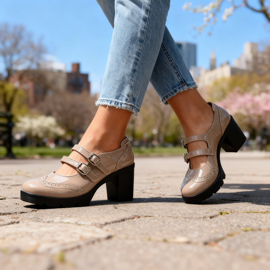 Brexley | Women's Double Strap Platform Mary Jane Heel