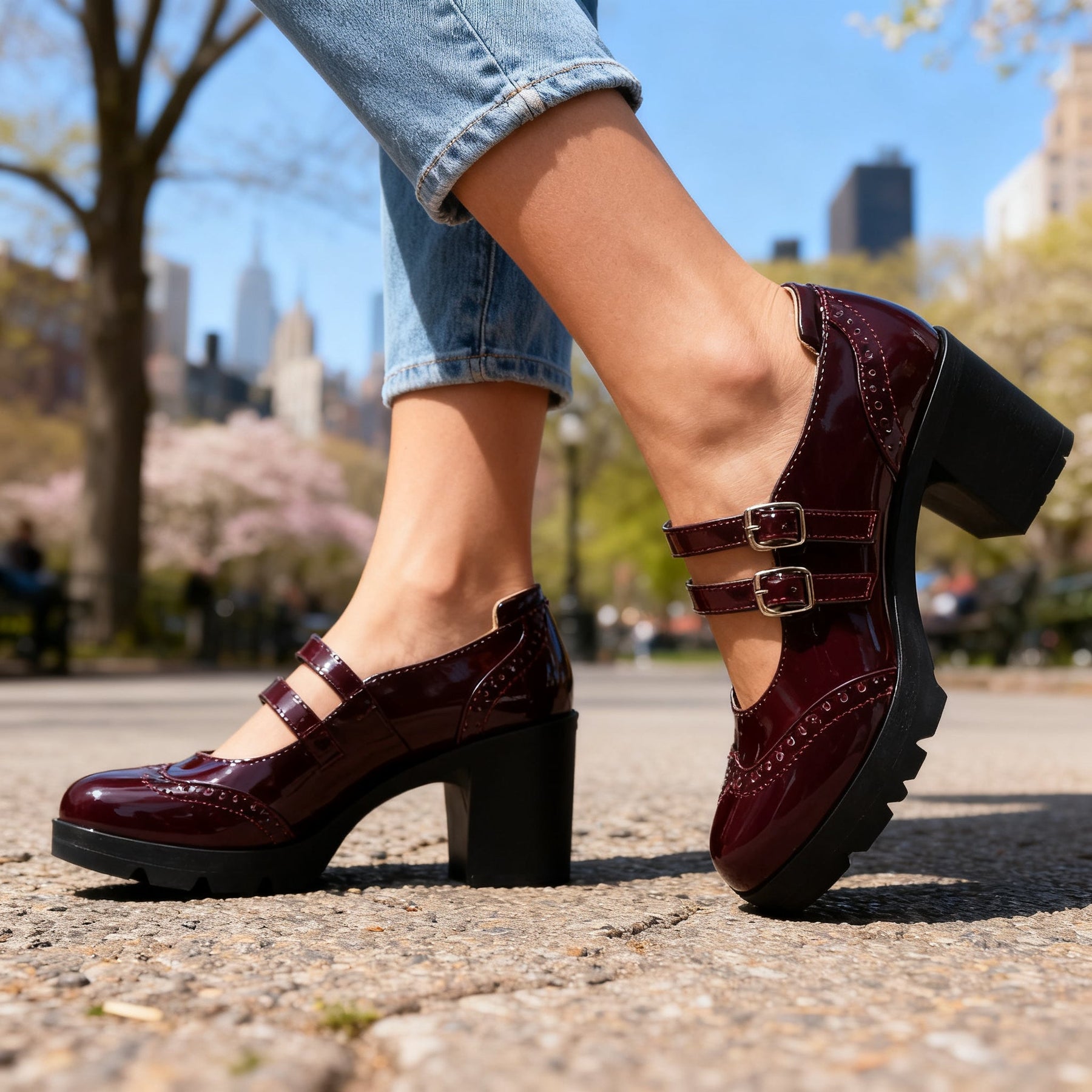 Brexley | Women's Double Strap Platform Mary Jane Heel