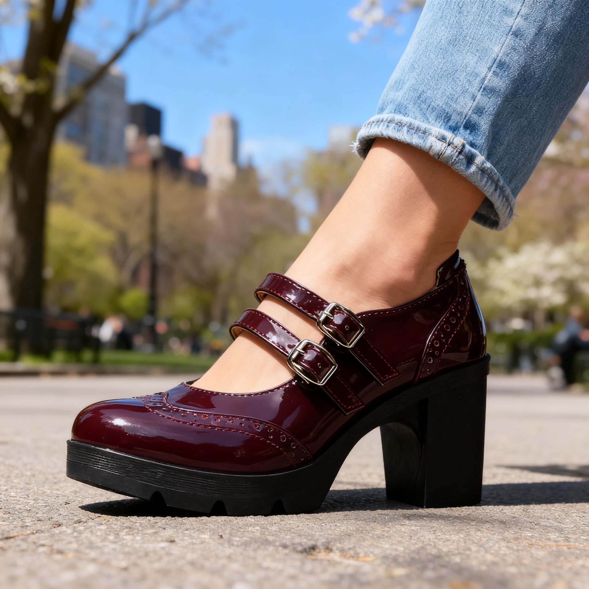 Brexley | Women's Double Strap Platform Mary Jane Heel