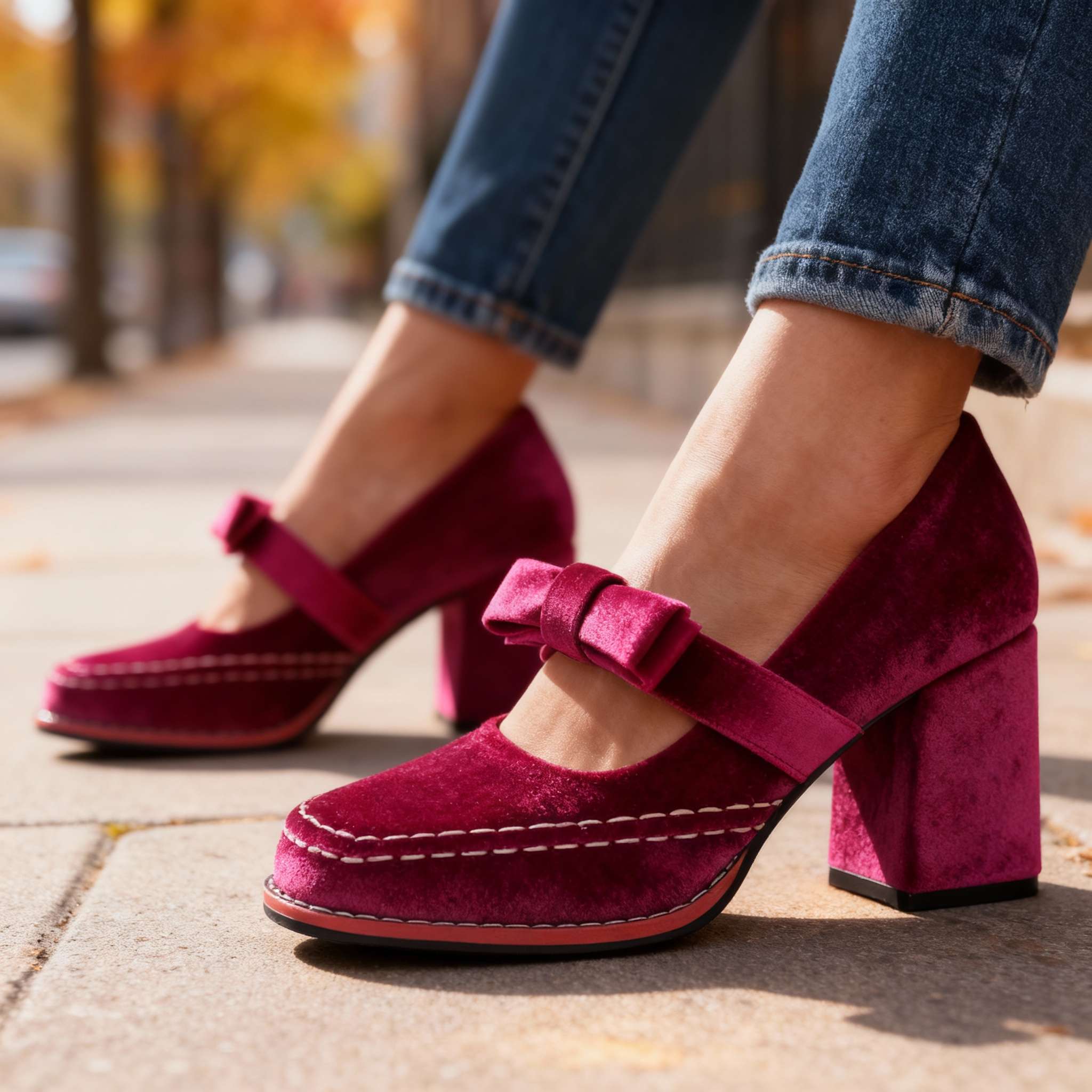 Corinna | Women's Mary Jane Block Heel Bow Pump