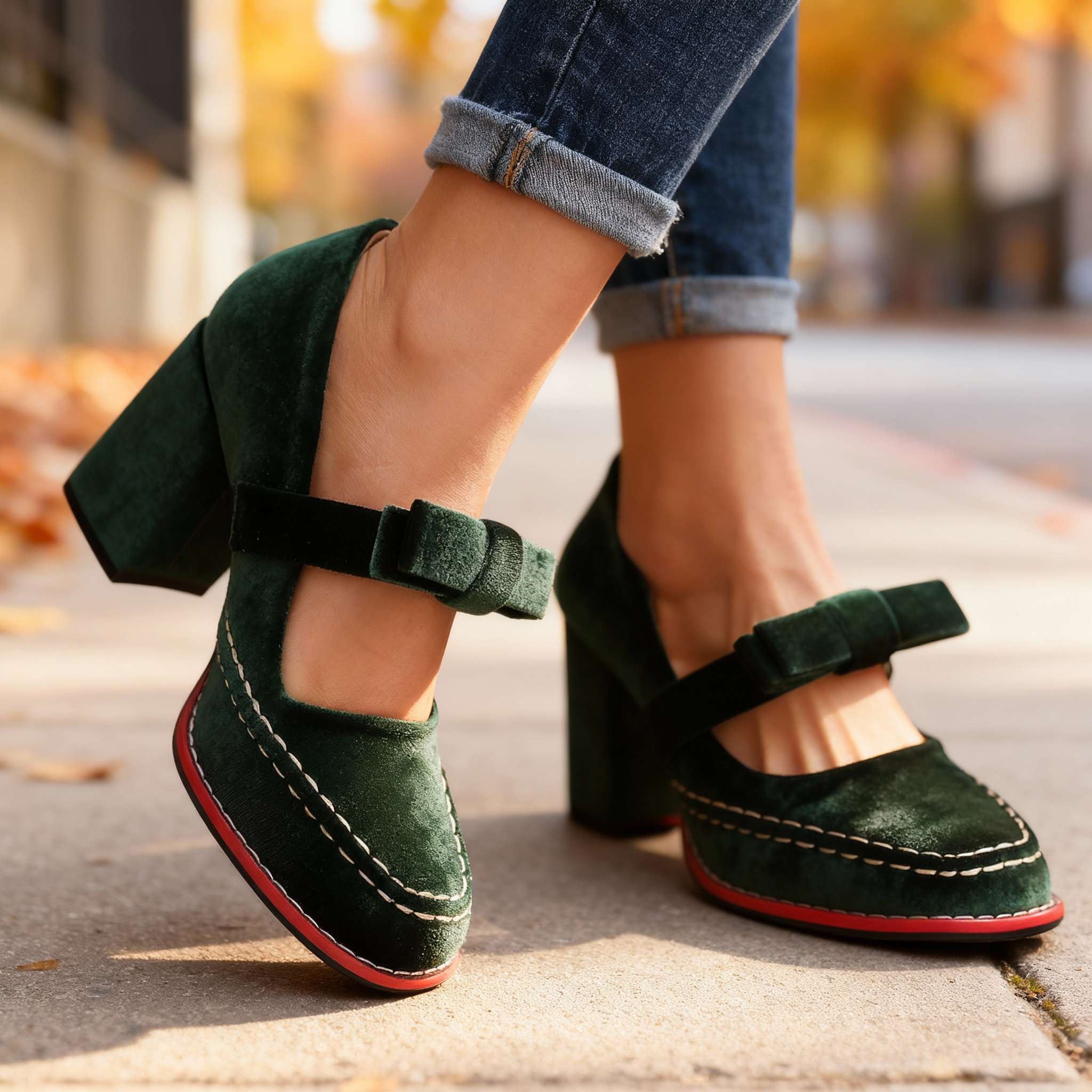 Corinna | Women's Mary Jane Block Heel Bow Pump