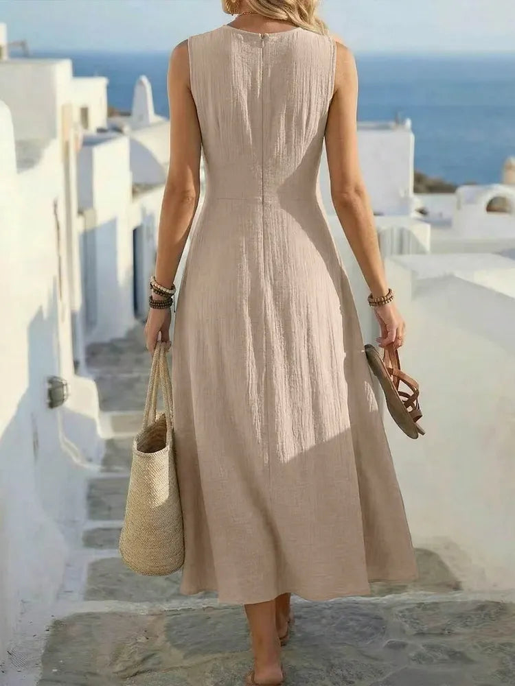 Sage | Sleeveless Boho A-Line Dress