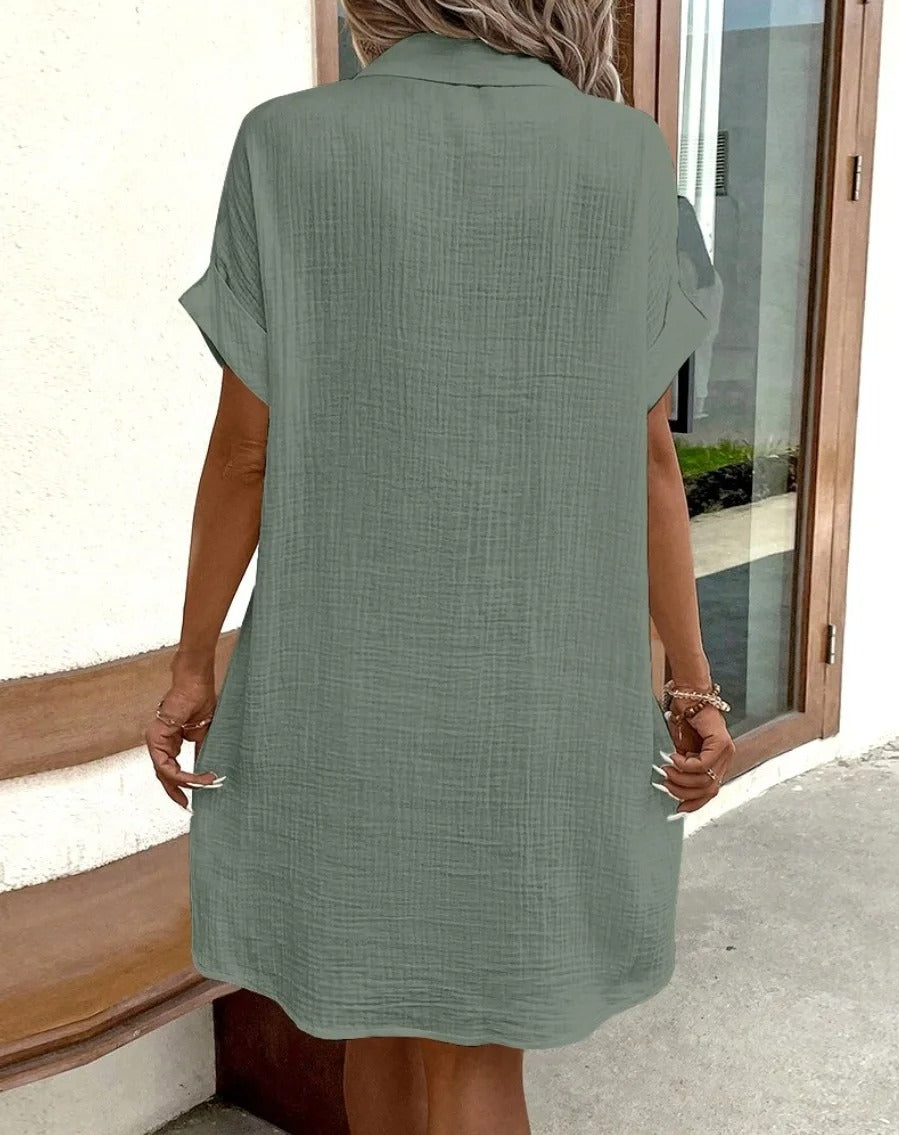 Savannah | Linen Blend Midi Shirt Dress