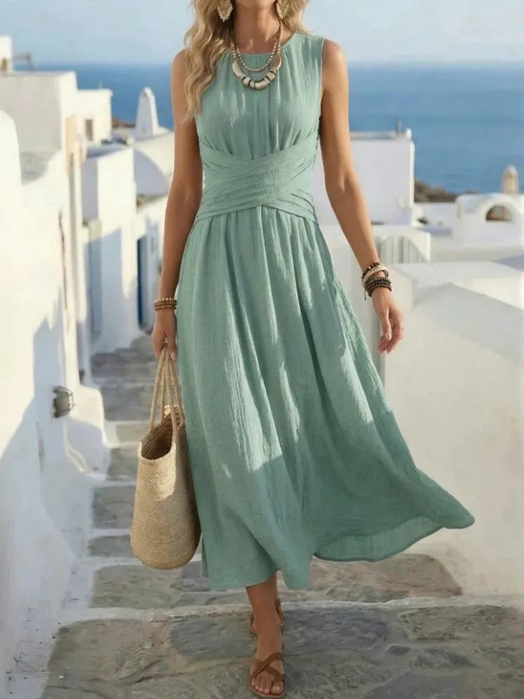 Sage | Sleeveless Boho A-Line Dress