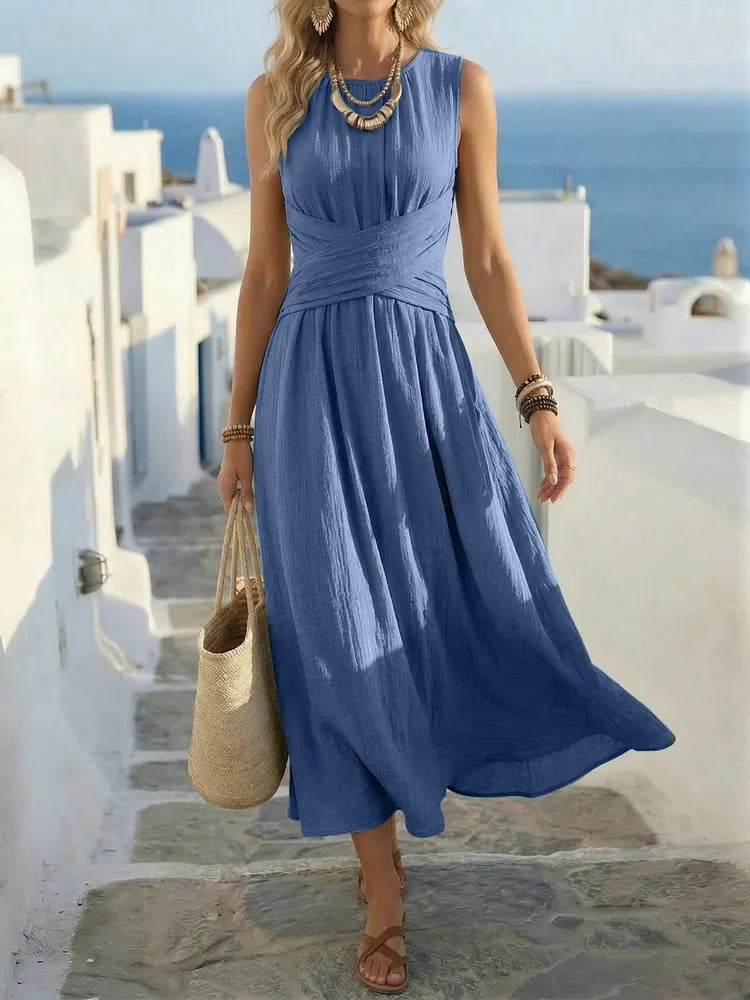 Sage | Sleeveless Boho A-Line Dress