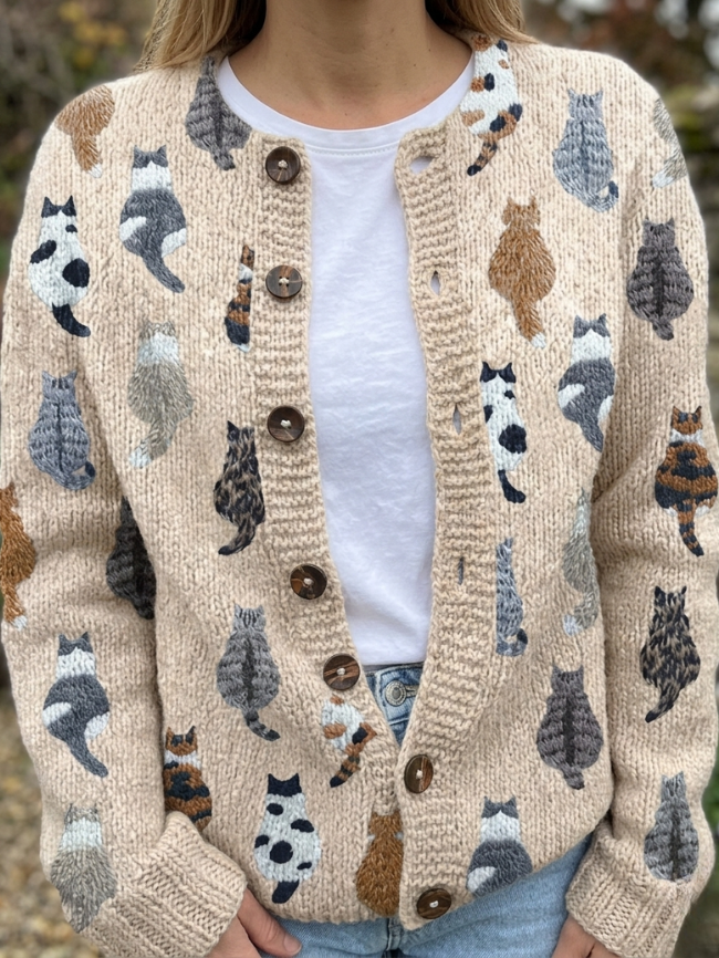 Allison | Cat Pattern Cardigan
