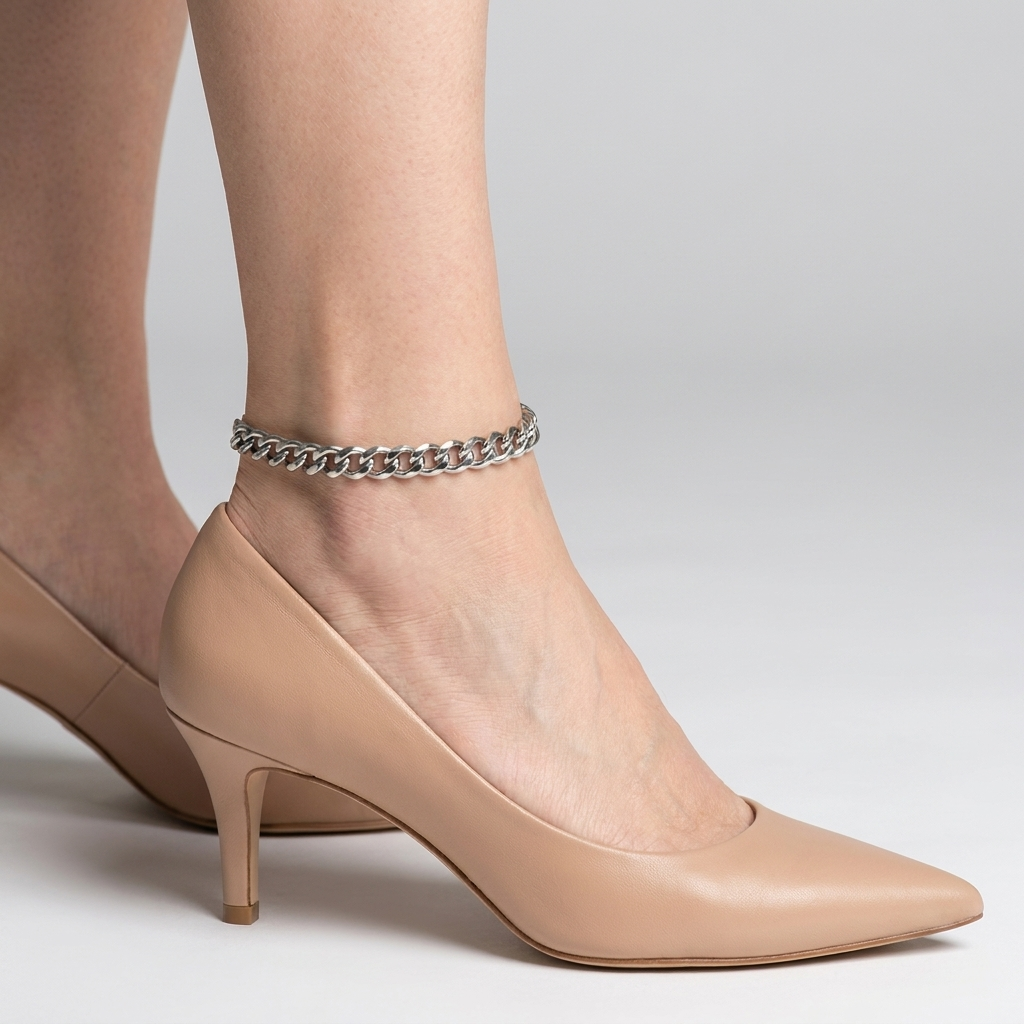 Silverwave | Cuban Chain Anklet — Silver